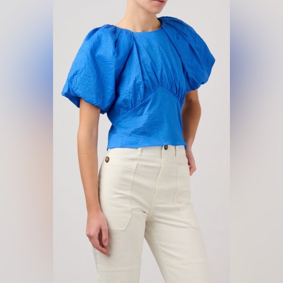 Frame Blue Gathered-Seam Top - Picture 5 of 16